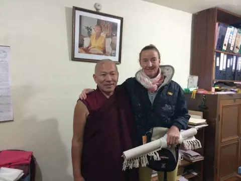 Christine mit einem Mönch